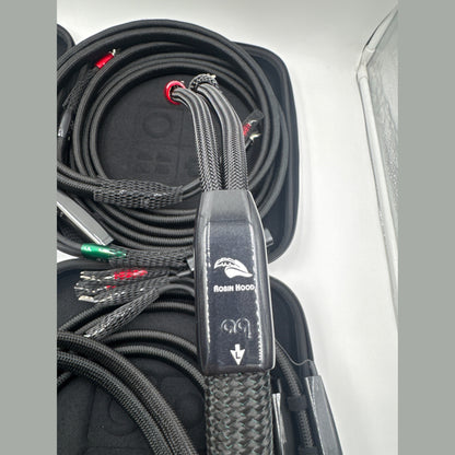 Audioquest Robin hood speaker cables Bi-wire Zero and Bass NEW silver spades 10ft.