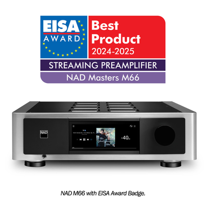 NAD Masters Series M66 Stereo preamplifier with HDMI, built-in BluOS™ streaming, Apple AirPlay® 2, and Bluetooth®