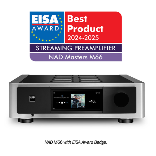 NAD Masters Series M66 Stereo preamplifier with HDMI, built-in BluOS™ streaming, Apple AirPlay® 2, and Bluetooth®