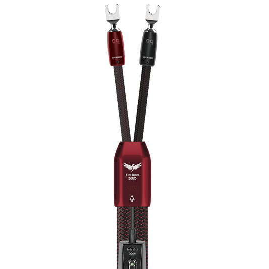 AudioQuest 1 pair 3ft Firebird Zero and Bass speaker cables Spade > Spade - Sunny Components Inc.